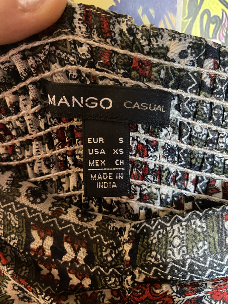 Mango Casual Boho Desenli Straplez Mini Elbise | XS-S