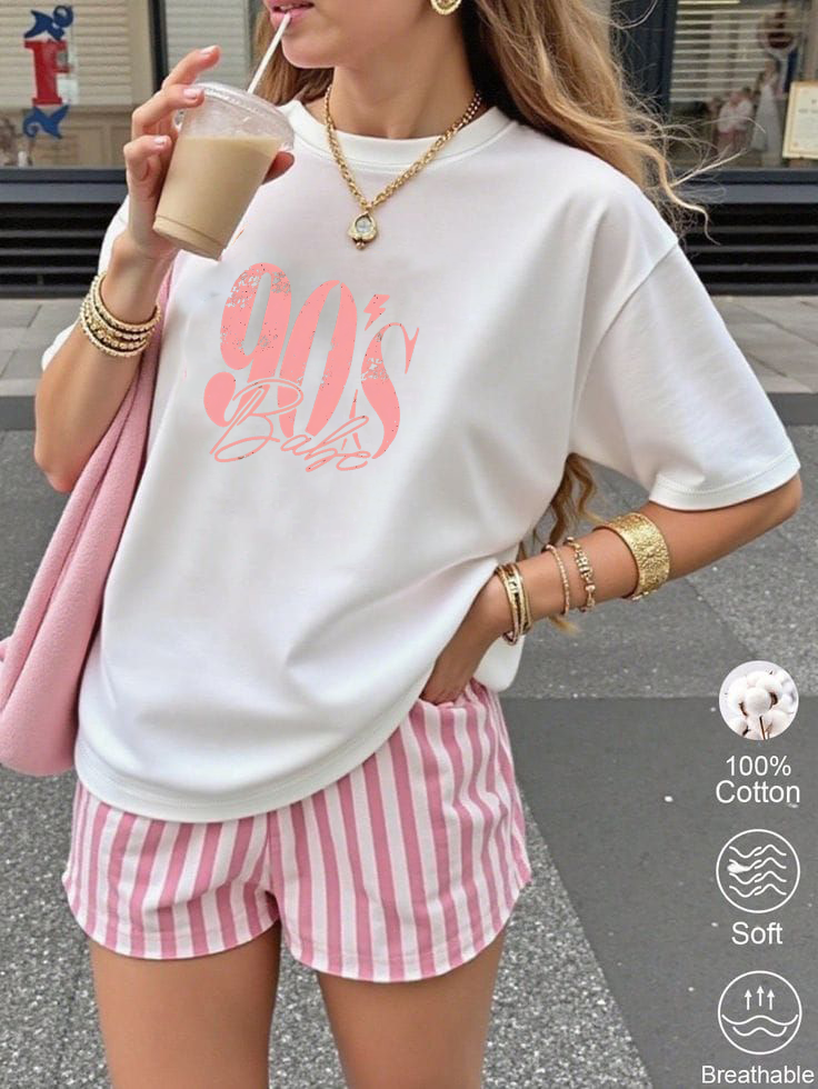 Kadın Beyaz oversize t-shirt 90s %100 pamuk