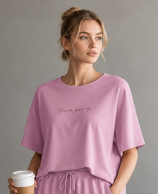 Kadın şortlu pembe pijama takımı 
