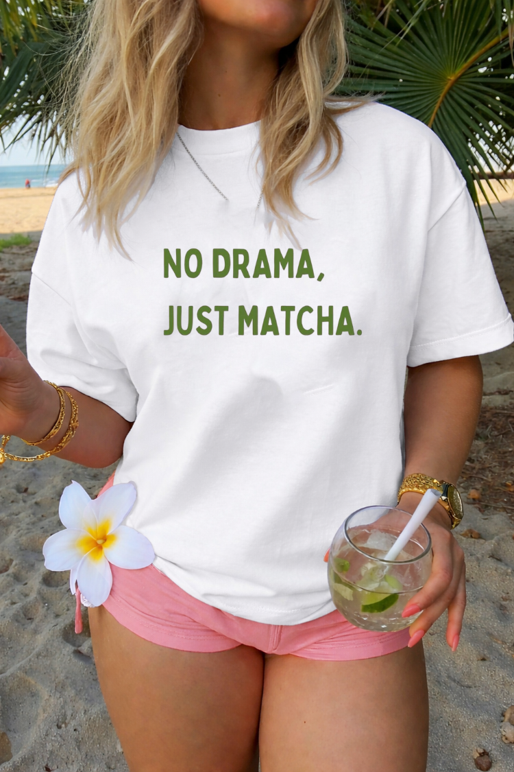 Kadın Beyaz No drama oversize t-shirt %100 pamuk
