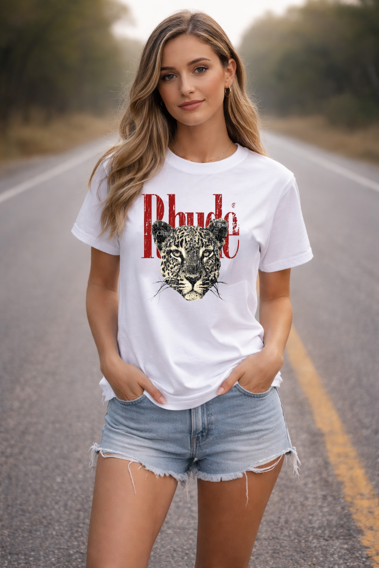 oversize leopar desenli beyaz tişört 