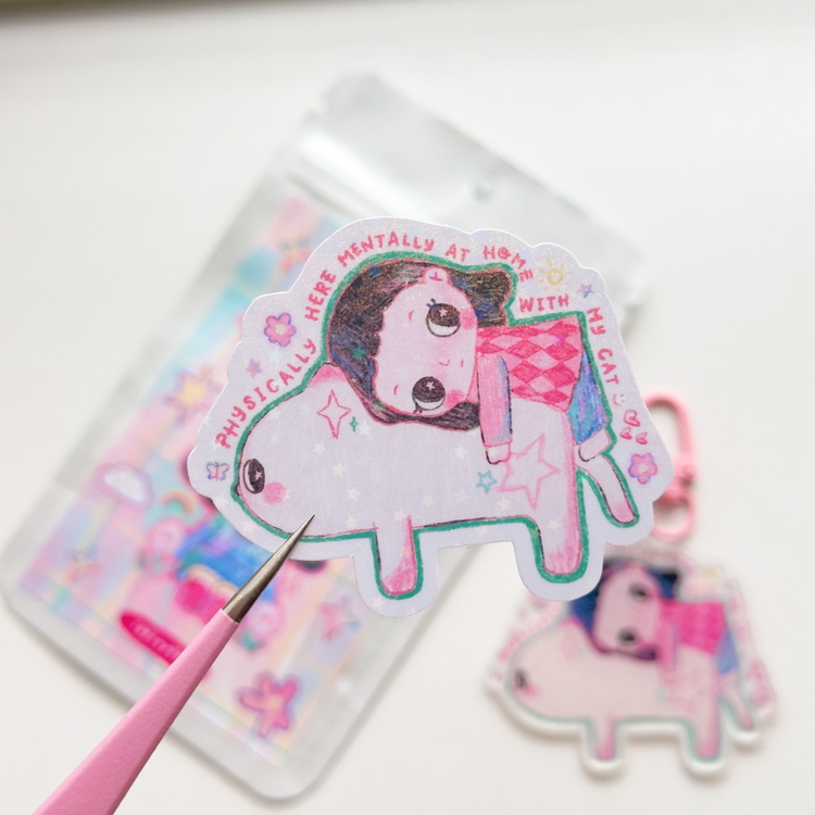 cat lover hologramlı sticker 