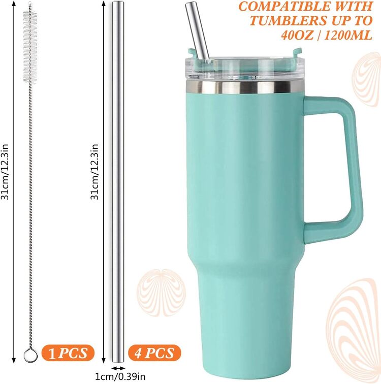 31 cm Ekstra Uzun Paslanmaz Çelik Pipet Seti 3 Parça (Eğri Düz Fırça)
