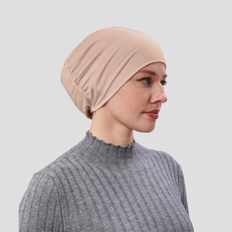 Kadın Tesettür Hazır Pratik Geçmeli bone Lastikli Kaymaz