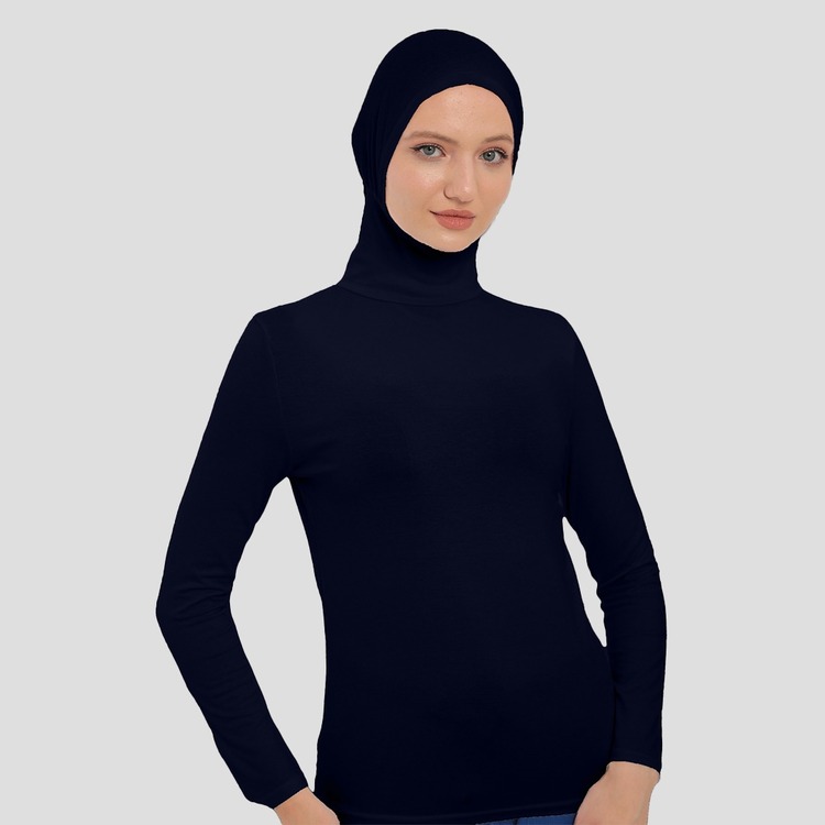 Kadın Uzun Kollu Body Boyunluklu Boneli Tam badi Boğazlı Likralı
