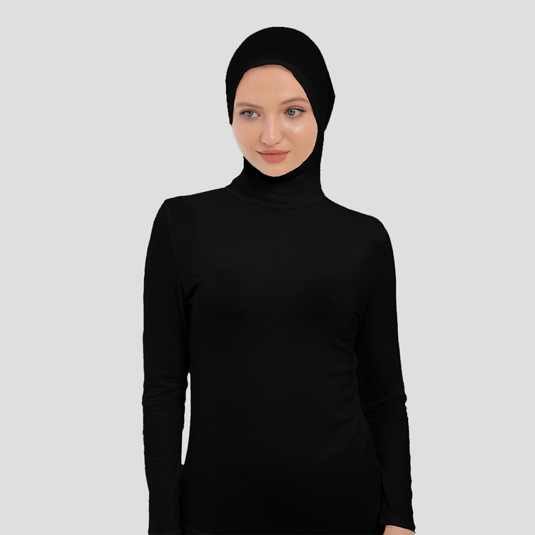Kadın Uzun Kollu Body Boyunluklu Boneli Tam badi Boğazlı Likralı