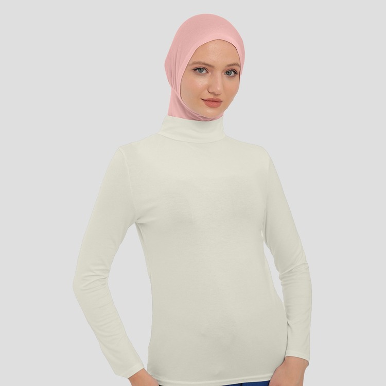 Kadın Uzun Kollu Yarım Balıkçı Yakalı Penye Likralı Body
