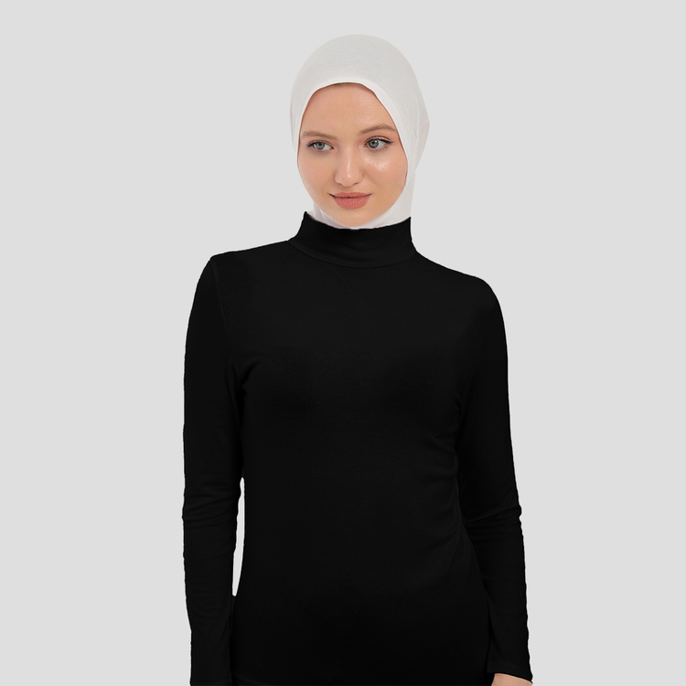Kadın Uzun Kollu Yarım Balıkçı Yakalı Penye Likralı Body