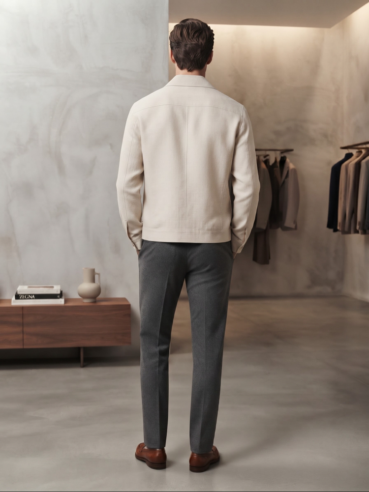 Zegna Premium Bej Düğmeli Ceket