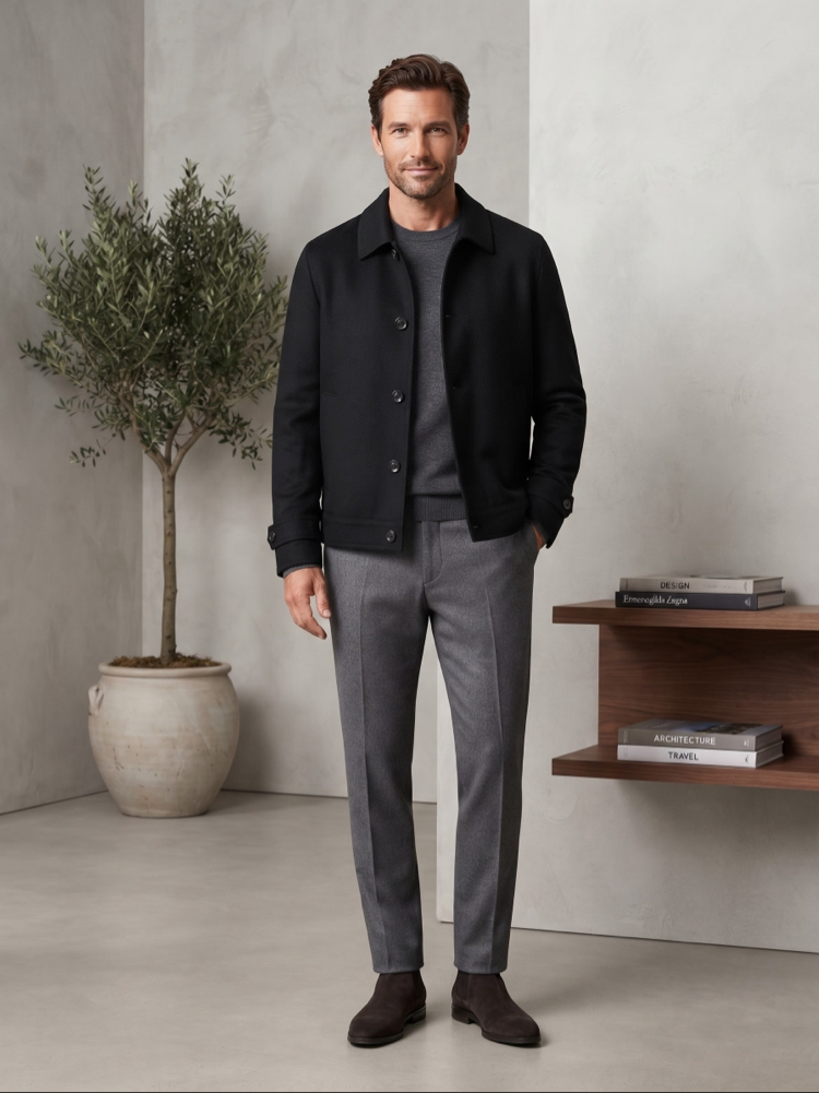 Zegna Premium Siyah Düğmeli Ceket