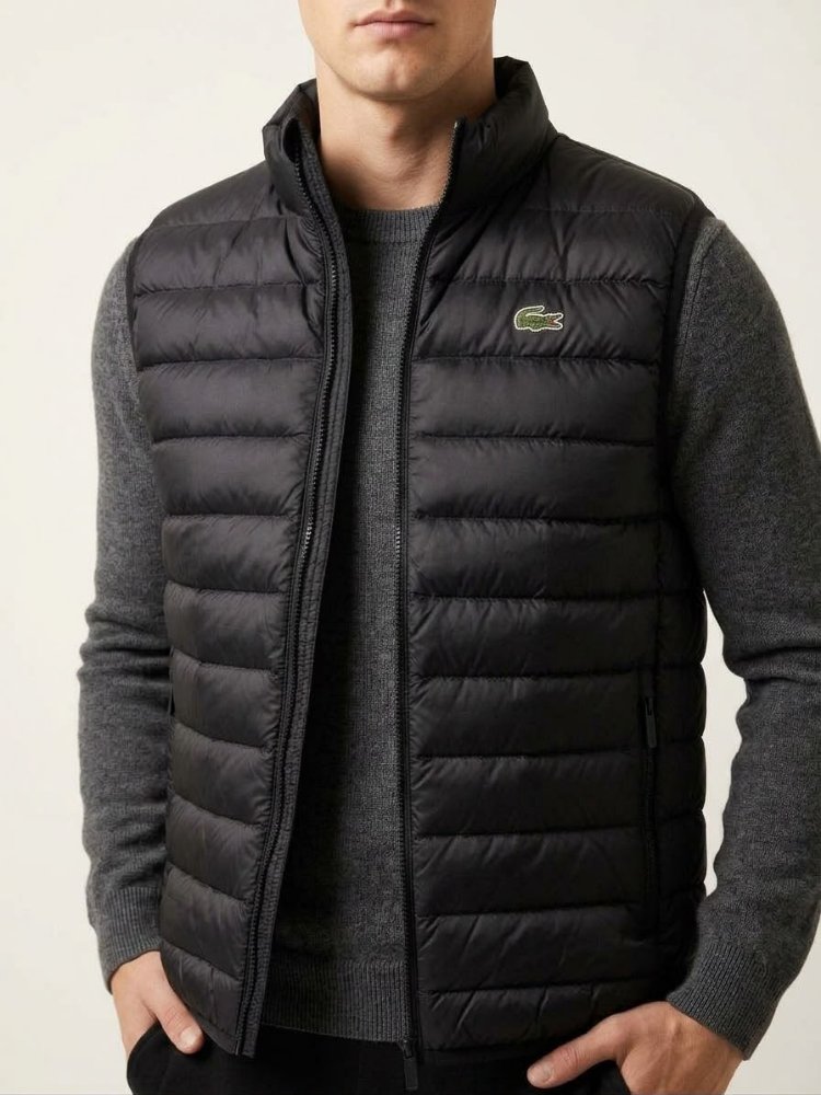 Lacoste Erkek Dik Yaka Siyah Şişme Yelek