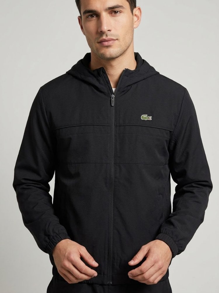 Lacoste Erkek Kapüşonlu Siyah Spor Mont / Rüzgarlık