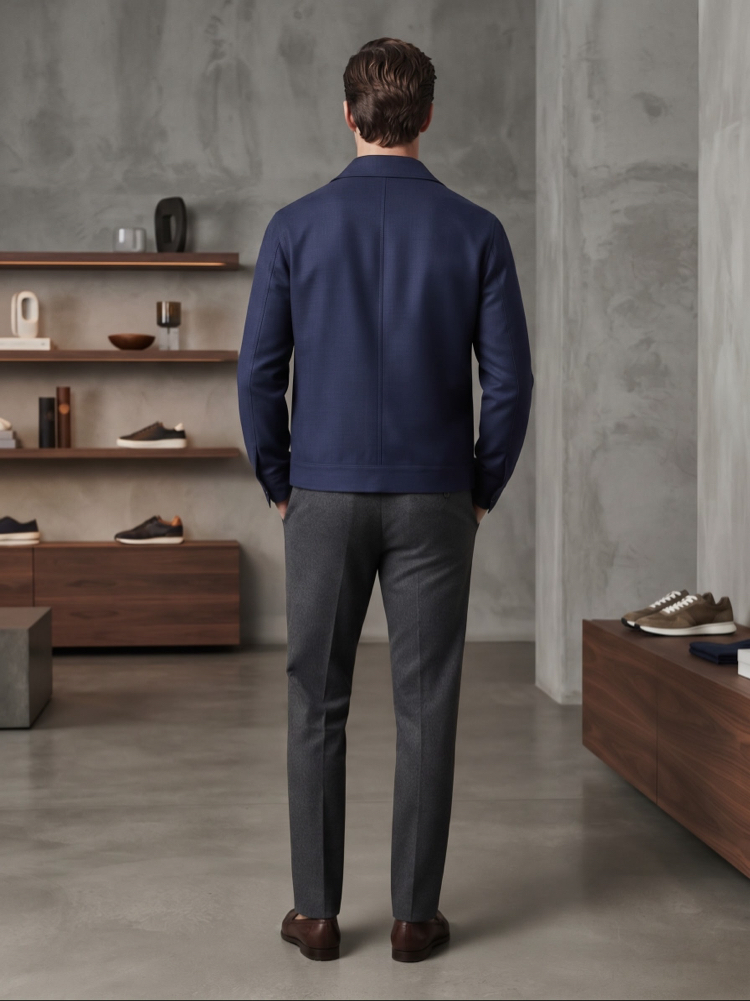 Zegna Premium Lacivert Düğmeli Ceket