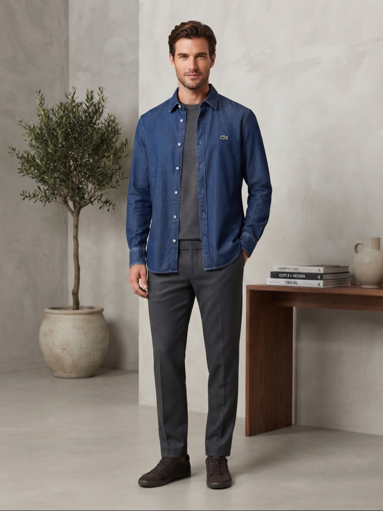 Lacoste Premium Mavi Denim Gömlek