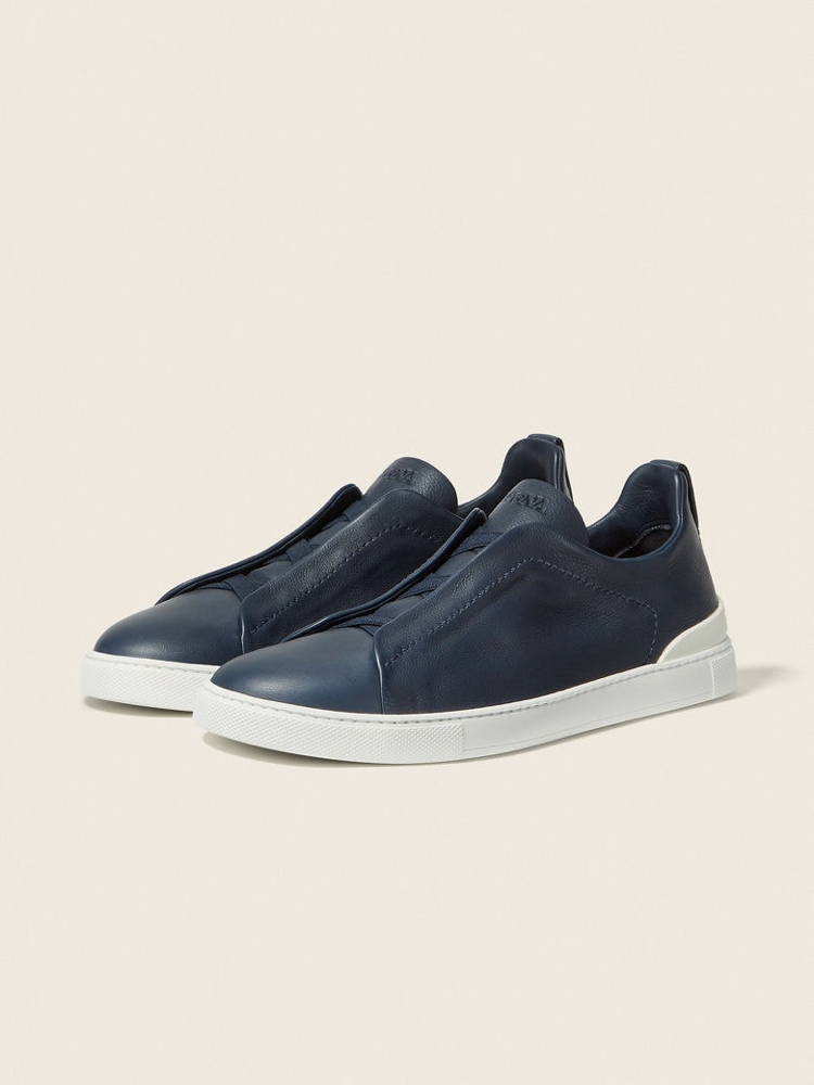Zegna Lacivert Erkek Deri Sneaker