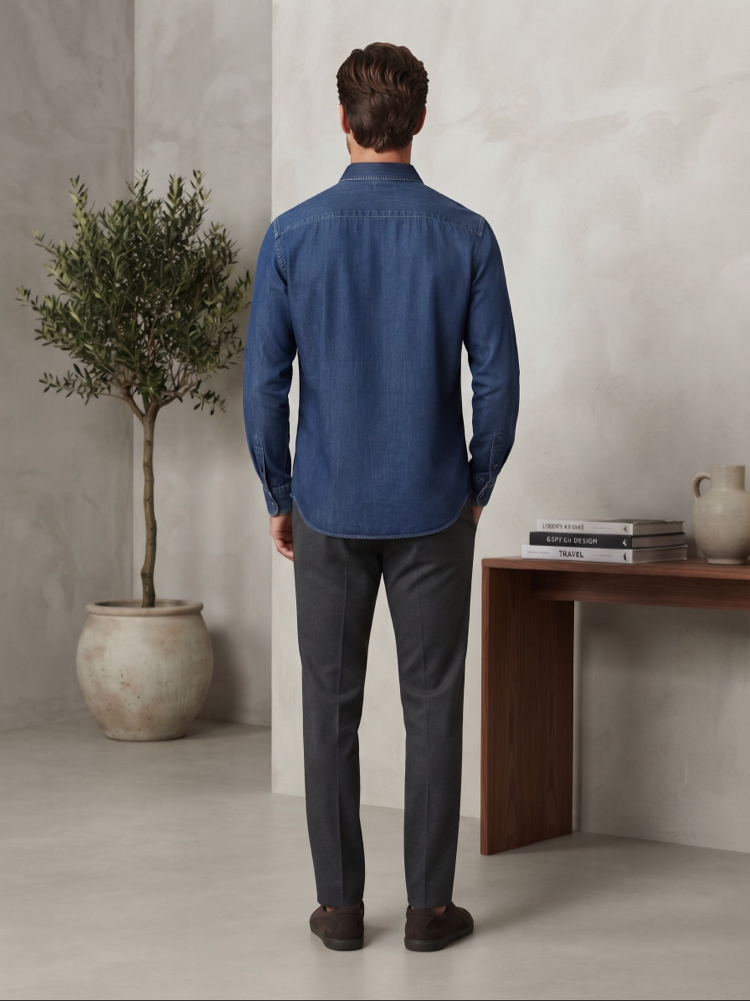 Lacoste Premium Mavi Denim Gömlek