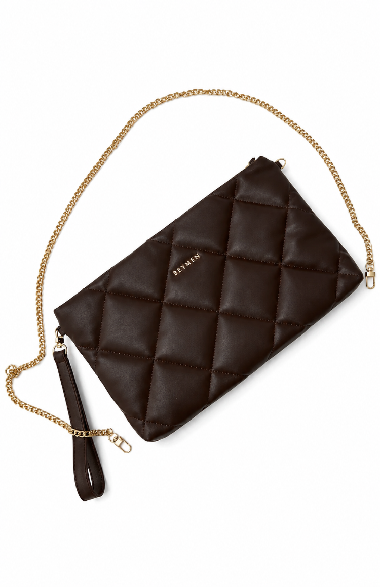 BEYMEN Clutch & Omuz Çantası (Karamel/Açık Kahverengi)