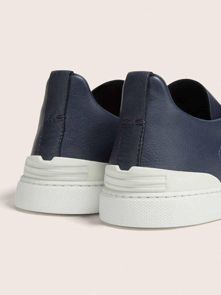 Zegna Lacivert Erkek Deri Sneaker