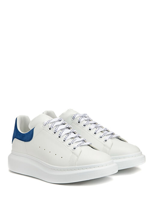 Alexander McQueen Beyaz Mavi Erkek Deri Sneaker