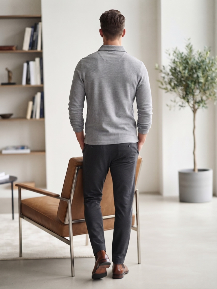 Gant Polo Yaka Dokulu Erkek Sweatshirt - Gri