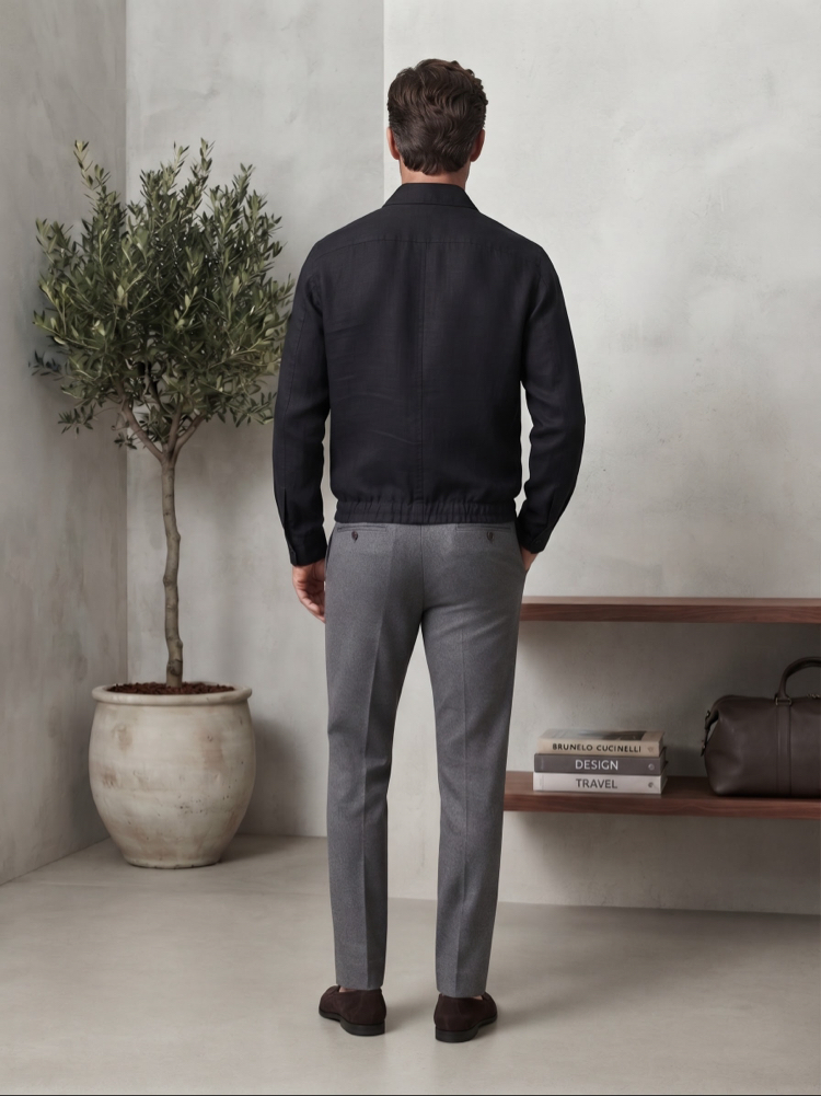 Brunello Cucinelli Premium Siyah Fermuarlı Ceket