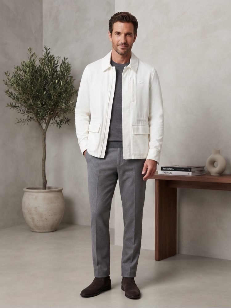Lacoste Premium Beyaz Gömlek Ceket