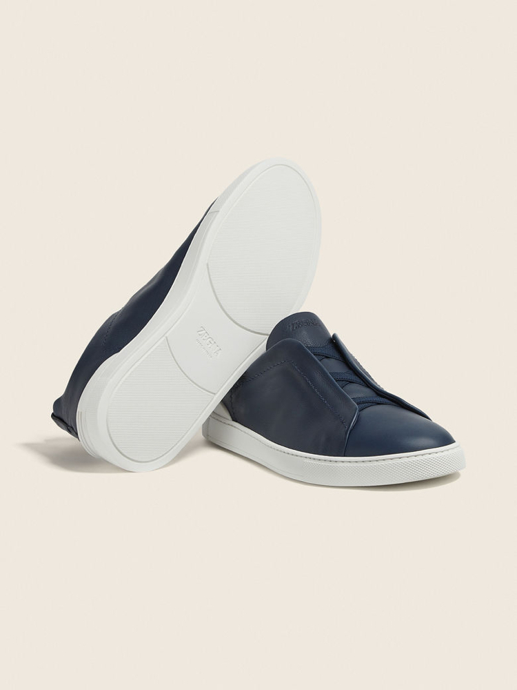 Zegna Lacivert Erkek Deri Sneaker