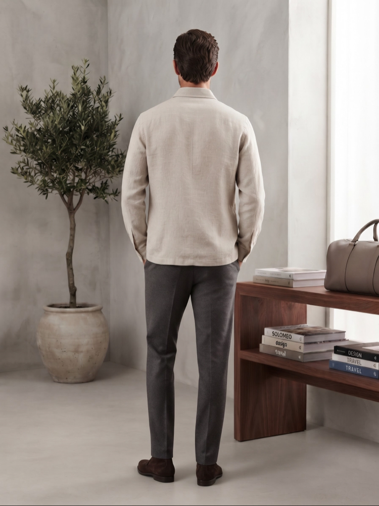 Brunello Cucinelli Premium Bej Keten Gömlek Ceket