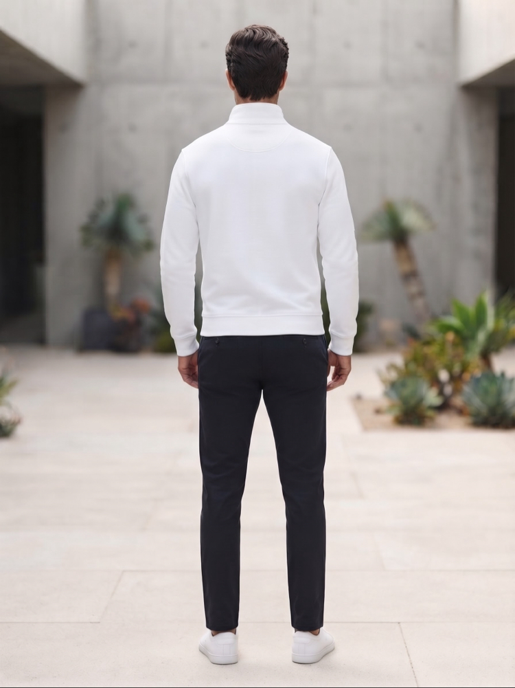 Lacoste Fermuarlı Yaka Erkek Sweatshirt - Beyaz