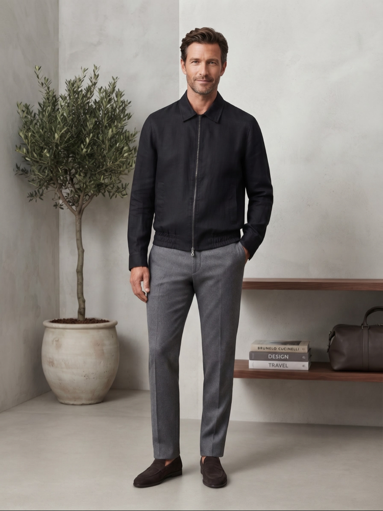 Brunello Cucinelli Premium Siyah Fermuarlı Ceket