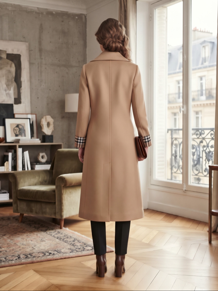 Burberry Bej Kuşaklı ve Uzun Kaşe Kaban / Palto