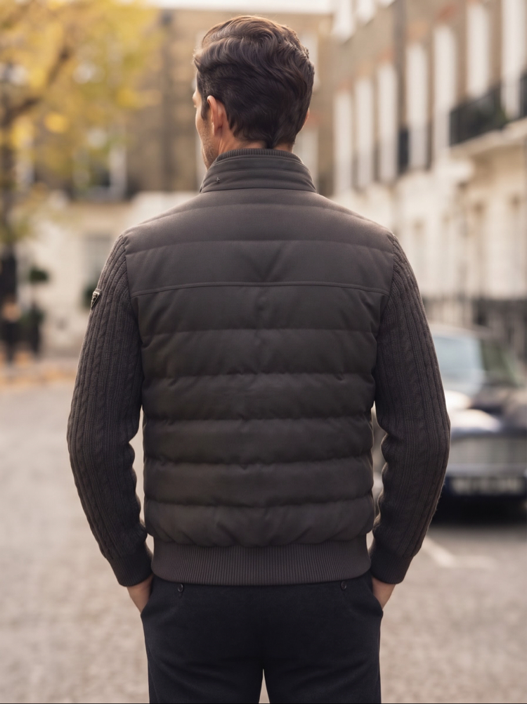 Prada Triko Kol Detaylı Lüks Puffer Bomber Mont / Ceket