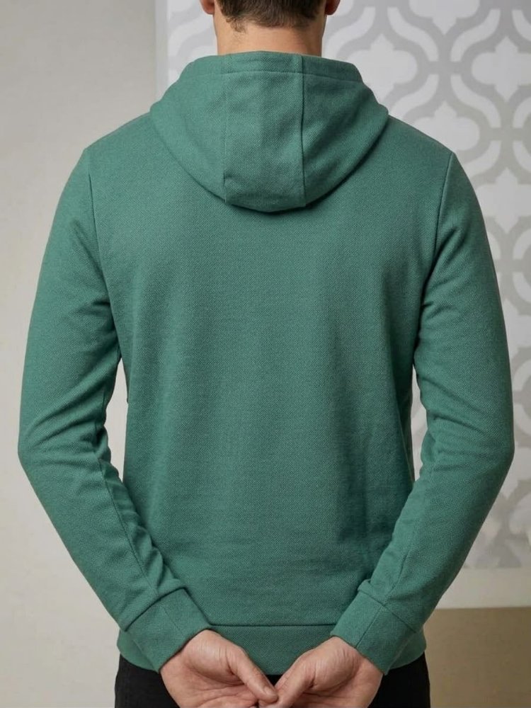 Lacoste Erkek Kapüşonlu Büyük Logo Detaylı Yeşil Sweatshirt