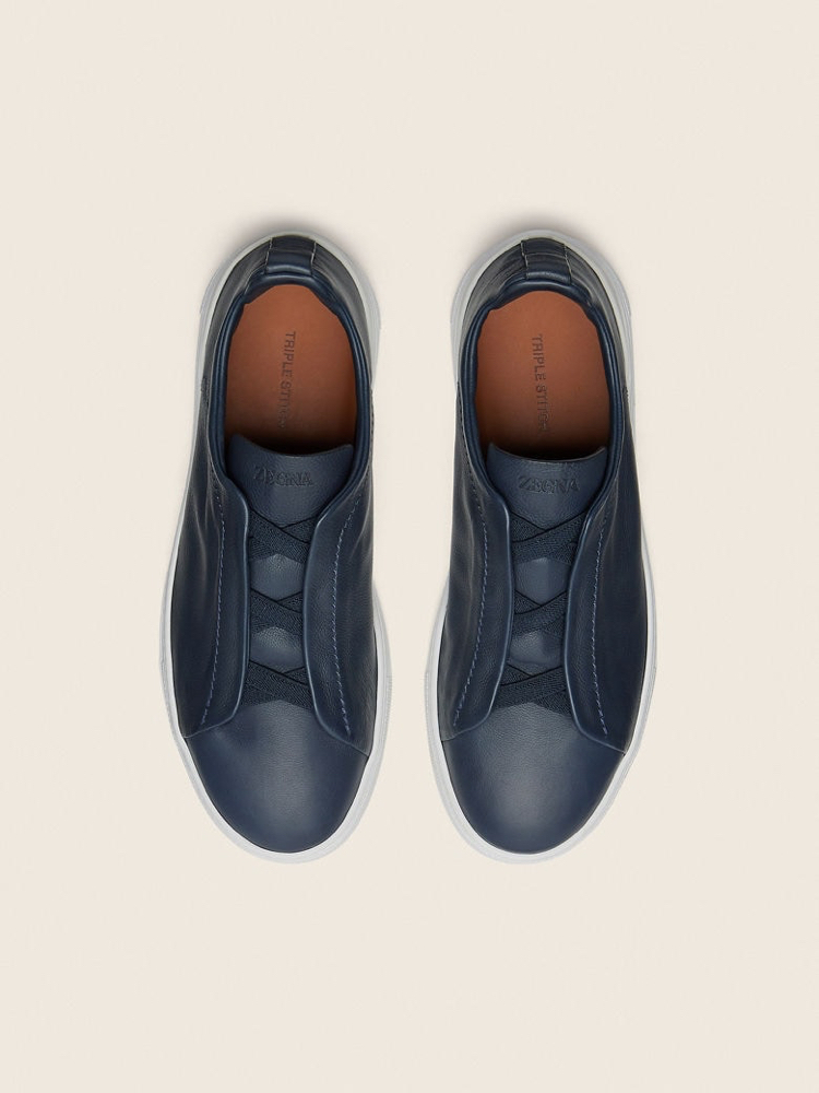 Zegna Lacivert Erkek Deri Sneaker