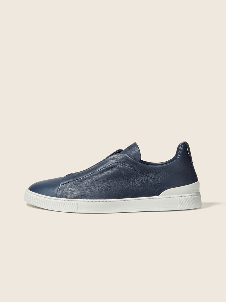 Zegna Lacivert Erkek Deri Sneaker