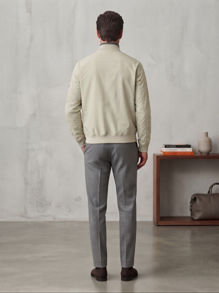 Hermès Premium Bej Fermuarlı Bomber Ceket