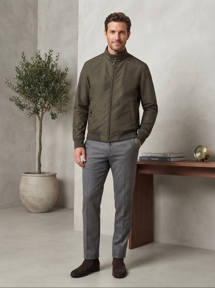 Barbour Premium Haki Su Geçirmez Bomber Ceket