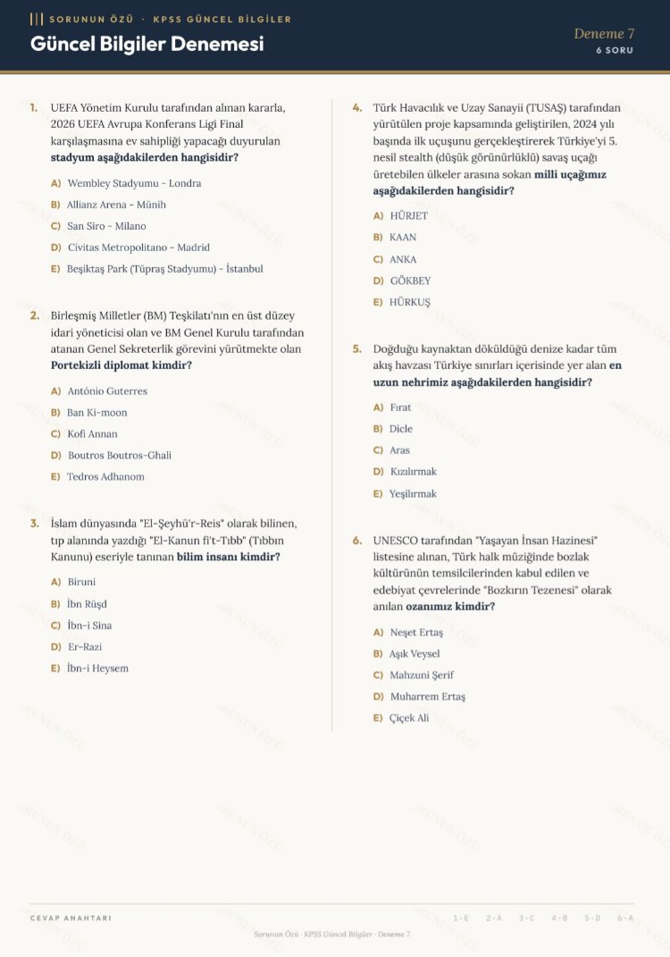 KPSS Güncel Bilgiler | 40 ÖSYM Tarzı Deneme - Dijital PDF