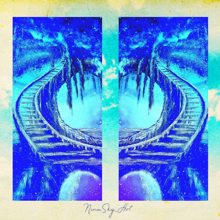 Stairway to Heaven & Blue Mysticism Diptych Set of 2 — Premium Long Vertical Art by SoulAnchor
