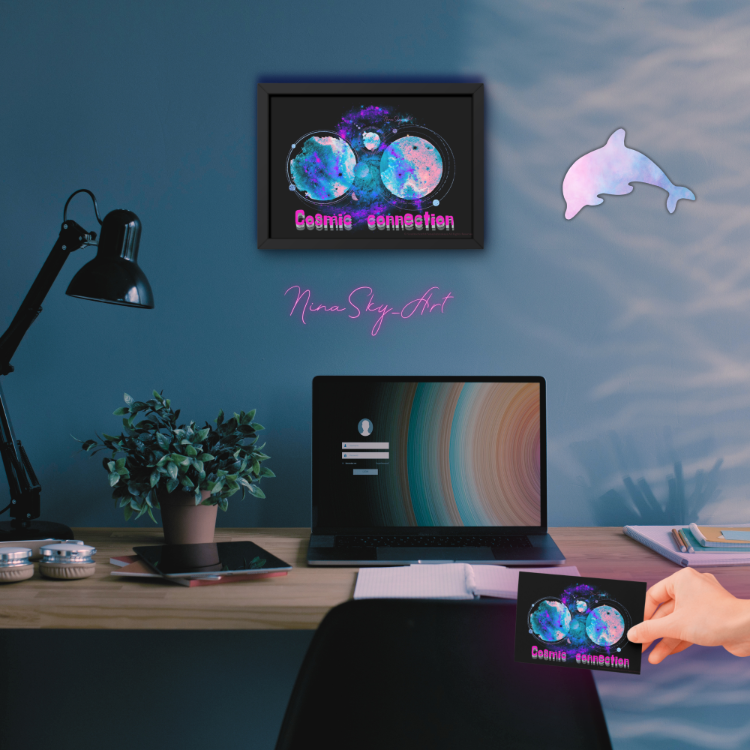Cosmic Connection Psychedelic Glasses — Premium Horizontal Cyber Goth Art by SoulAnchor