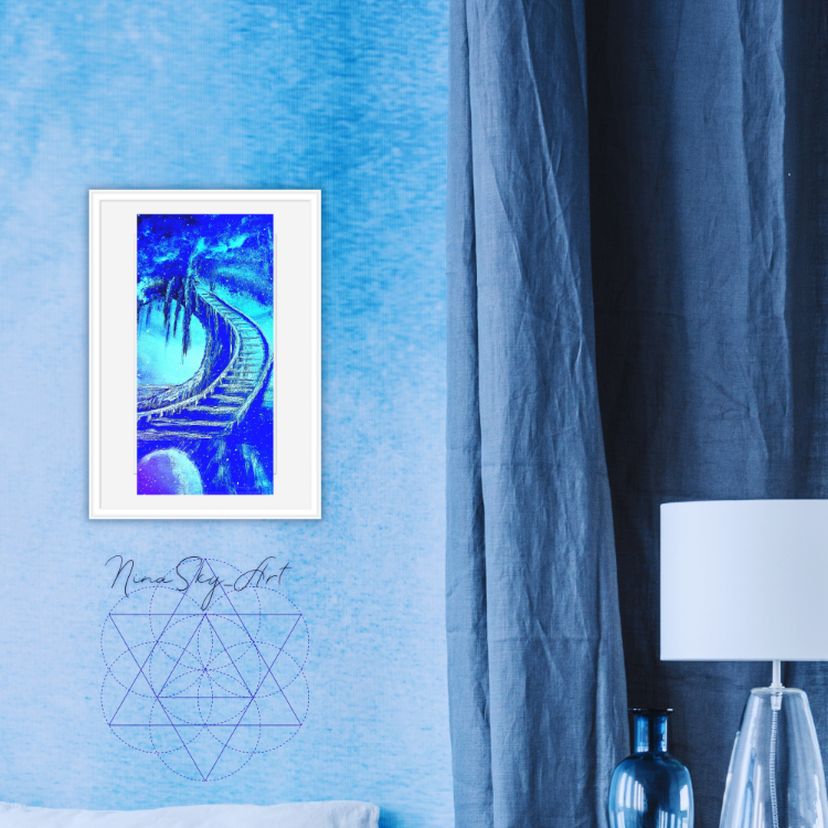 Stairway to Heaven & Blue Mysticism Panel 1 — Premium Long Vertical Art by SoulAnchor