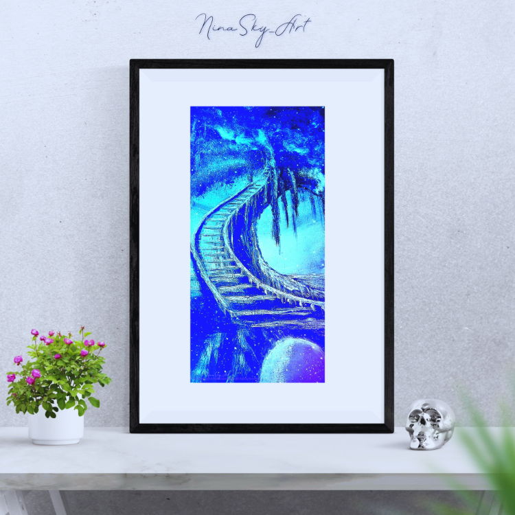 Stairway to Heaven & Blue Mysticism Panel 2 ( Mirror) — Premium Long Vertical Art by SoulAnchor
