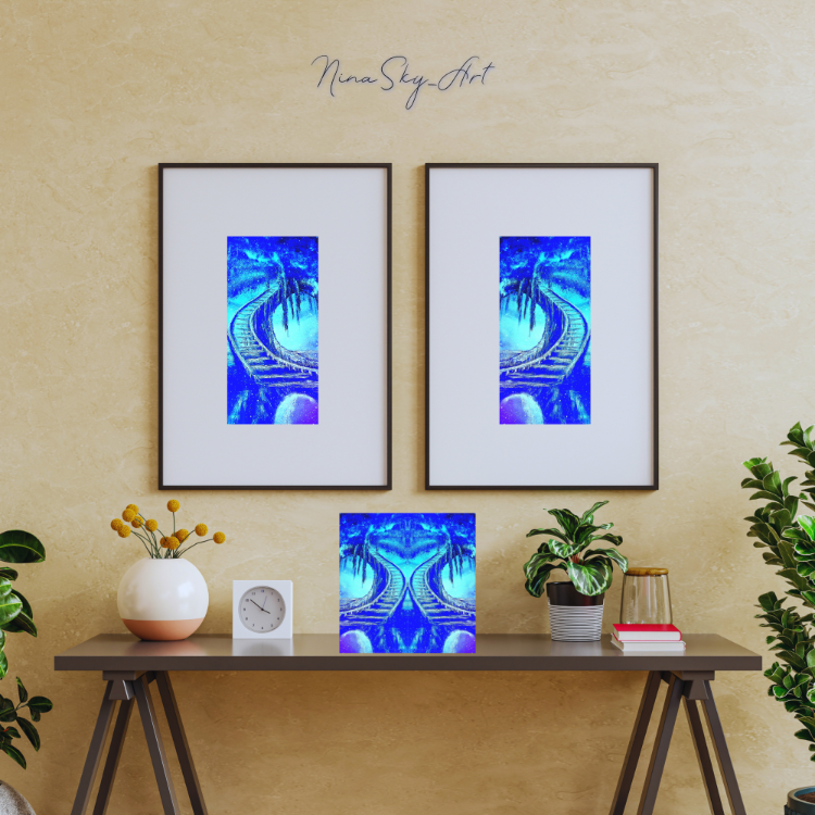 Stairway to Heaven & Blue Mysticism Diptych Set of 2 — Premium Long Vertical Art by SoulAnchor