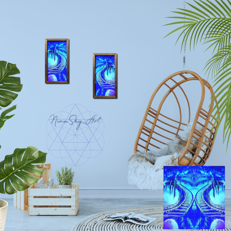 Stairway to Heaven & Blue Mysticism Diptych Set of 2 — Premium Long Vertical Art by SoulAnchor