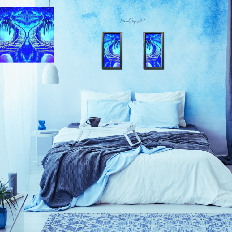 Stairway to Heaven & Blue Mysticism Diptych Set of 2 — Premium Long Vertical Art by SoulAnchor