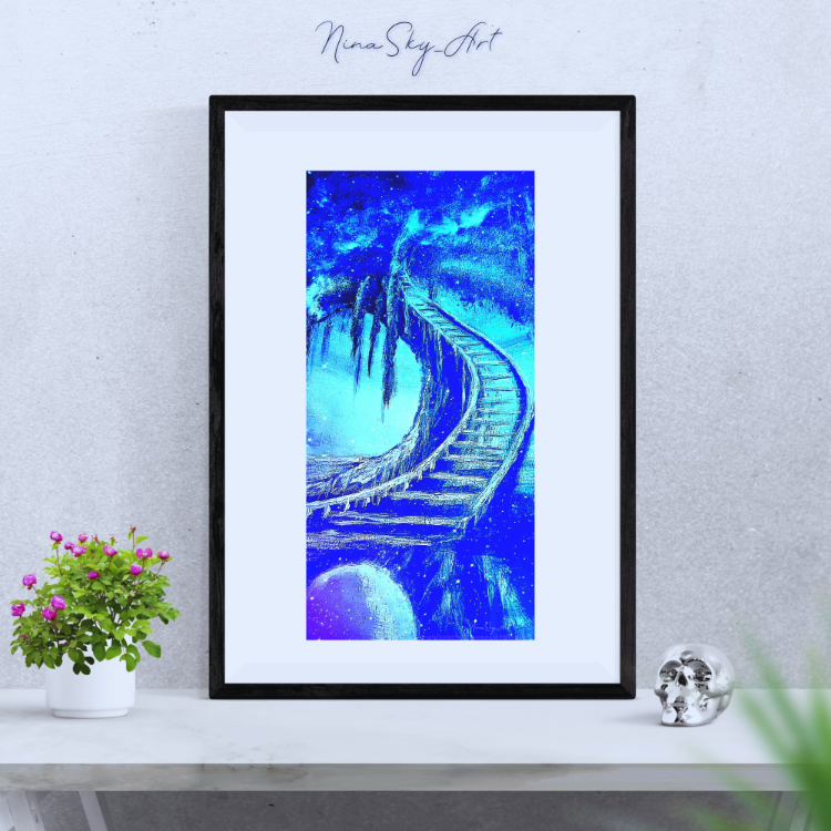 Stairway to Heaven & Blue Mysticism Panel 1 — Premium Long Vertical Art by SoulAnchor