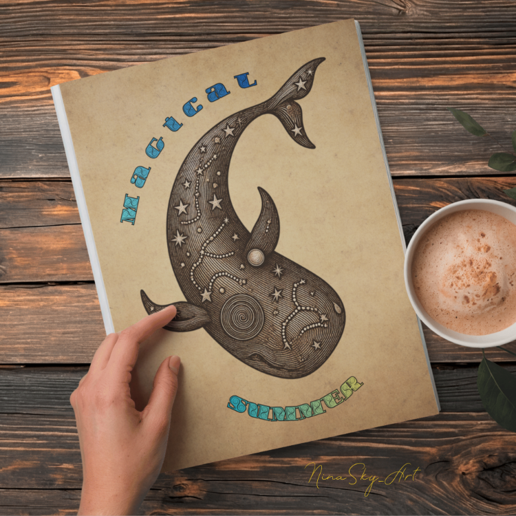 Vintage Magical Summer Cosmic Whale Craft Art | SoulAnchor