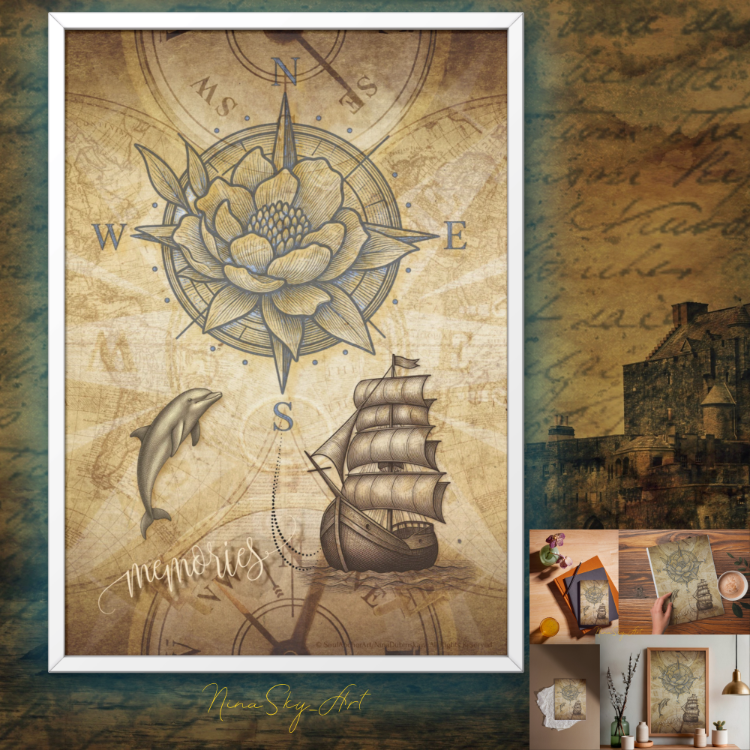 Memories Pirate Ship Vintage Craft Art