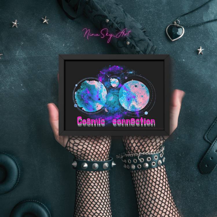 Cosmic Connection Psychedelic Glasses — Premium Horizontal Cyber Goth Art by SoulAnchor