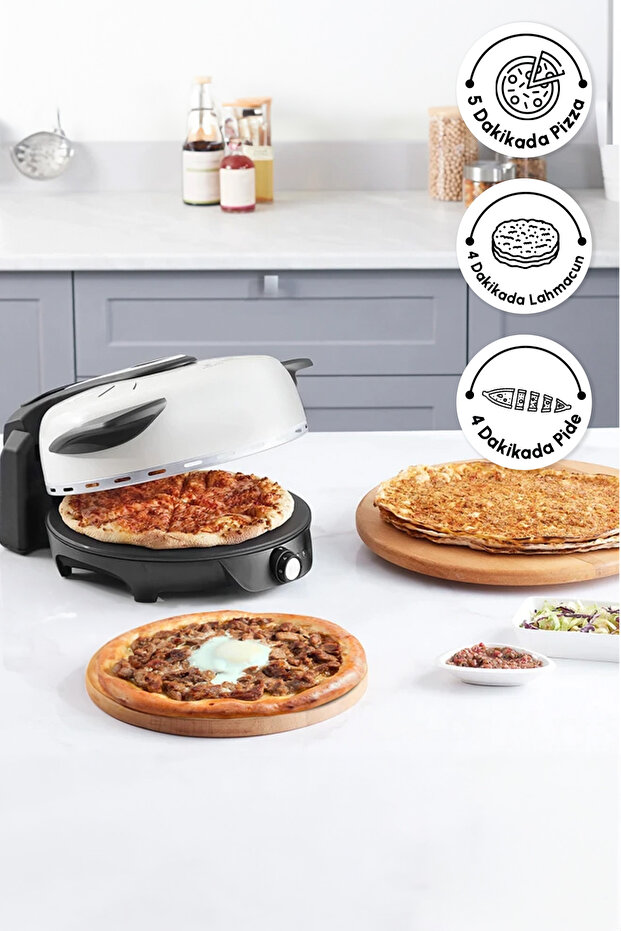Karaca Gastro 10 In 1 Pizza Ve Lahmacun Makinesi Biodiamond Soft Cream Beyaz
